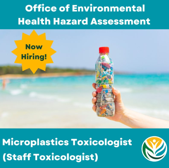 picture of bottle full of plastics with a beach in the background with text saying now hiring