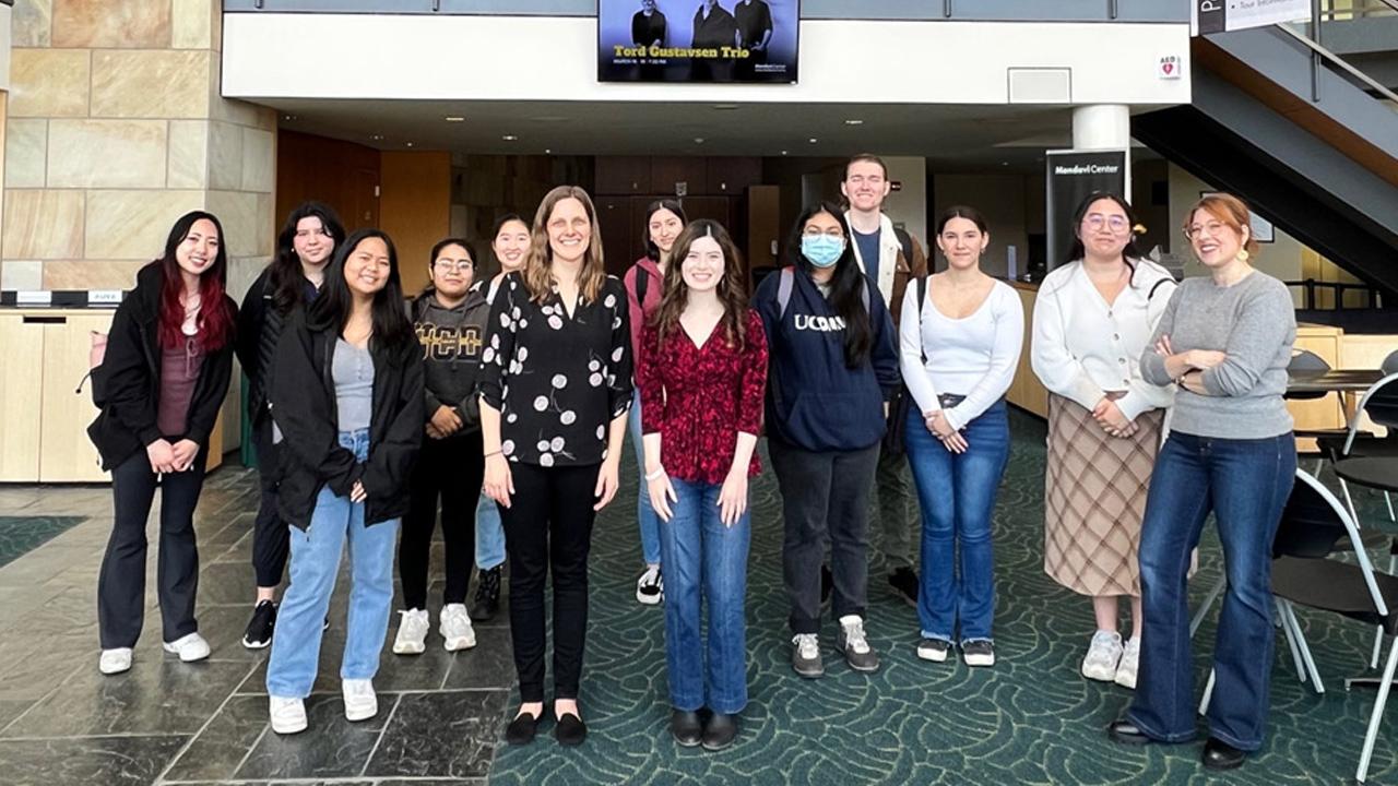 Forensic Medical Examiners spoke with students in ETX 20 after the lecture in the lobby of the Mondavi Center.